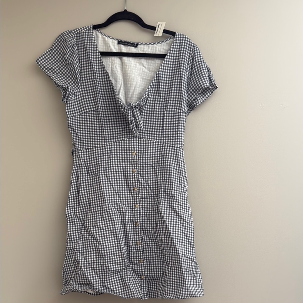 Abercrombie & Fitch Black and White Gingham Midi Dress